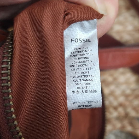 Fossil Voyager Pebble Cow Hide Leather Small Square Crossbody Brown - Picture 13 of 13